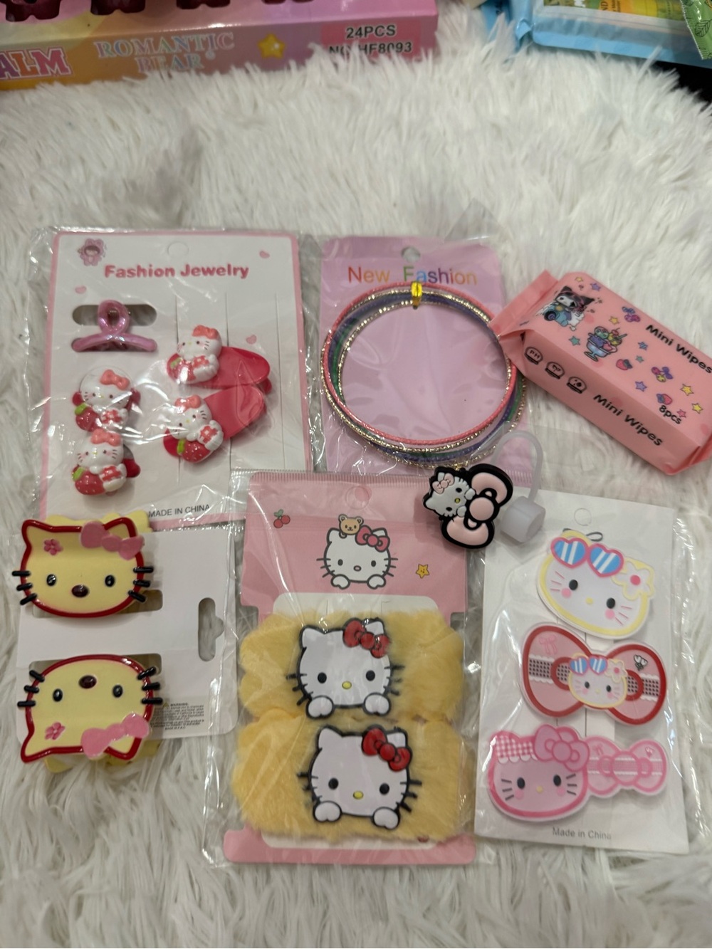 Hello Kitty bundle Accessories hair claws hair clips straw topper  bangles
